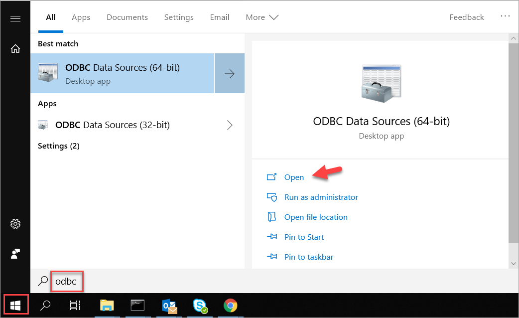 start ODBC Administrator