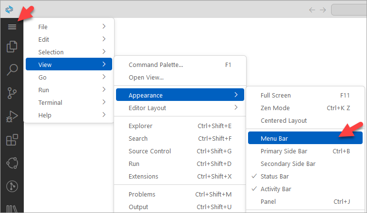 show menu bar