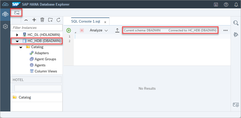 Open SQL console
