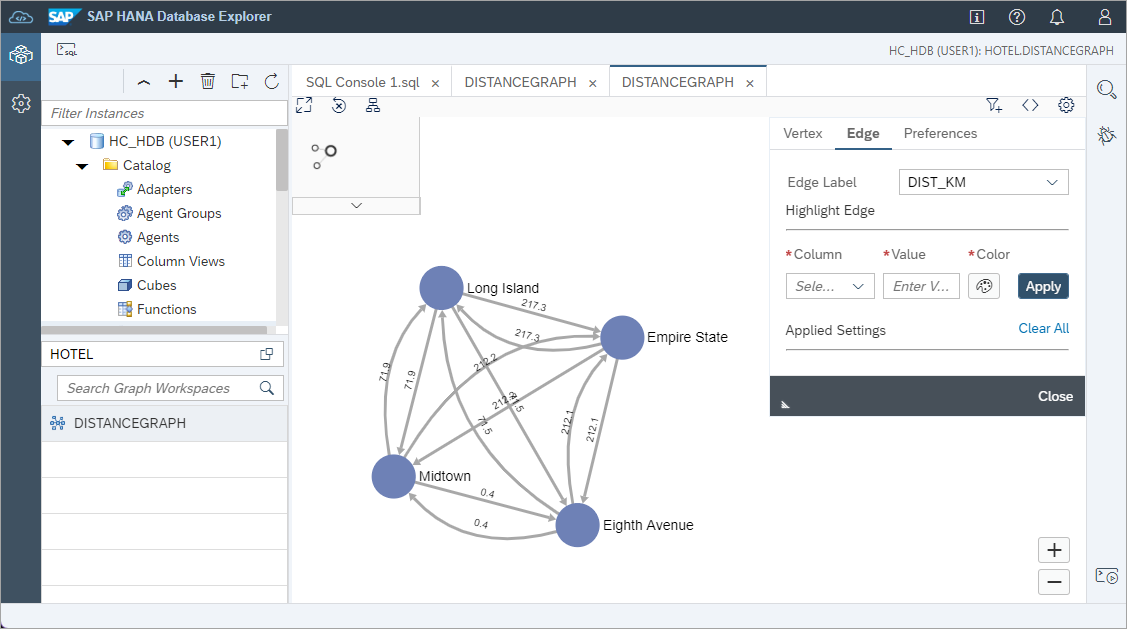 DISTANCEGRAPH edge labels