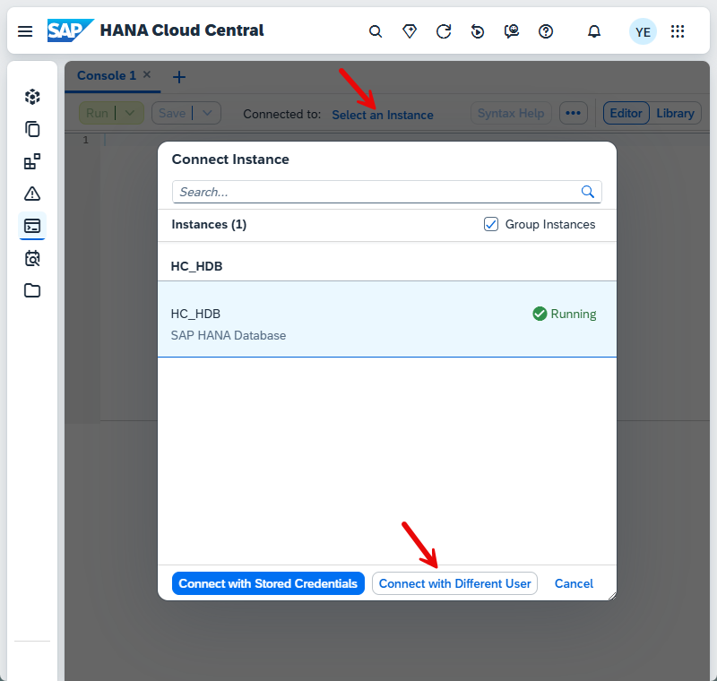 Add a database with a different user