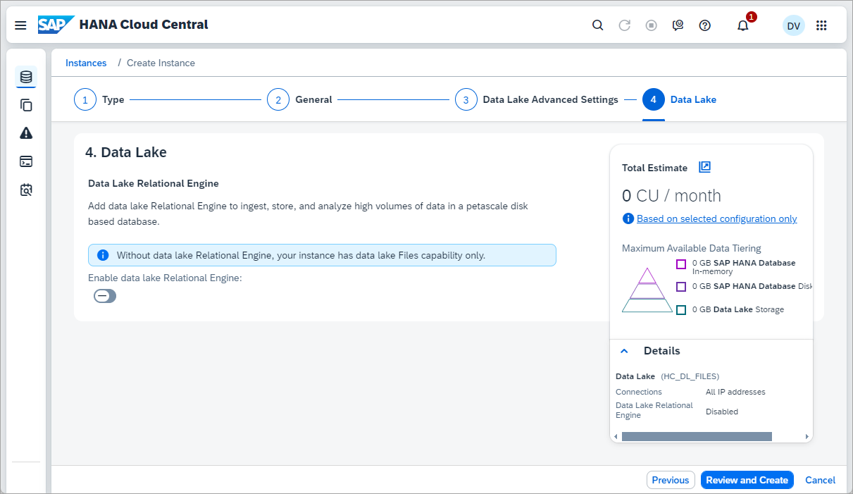 disable the data lake relational engine