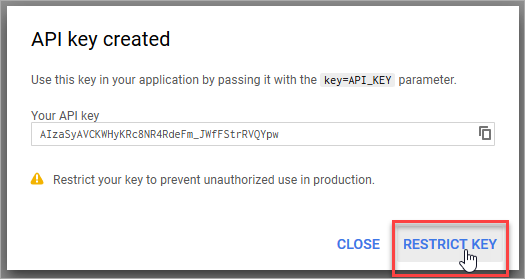Restrict the API key