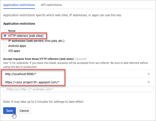 Restrict the API key