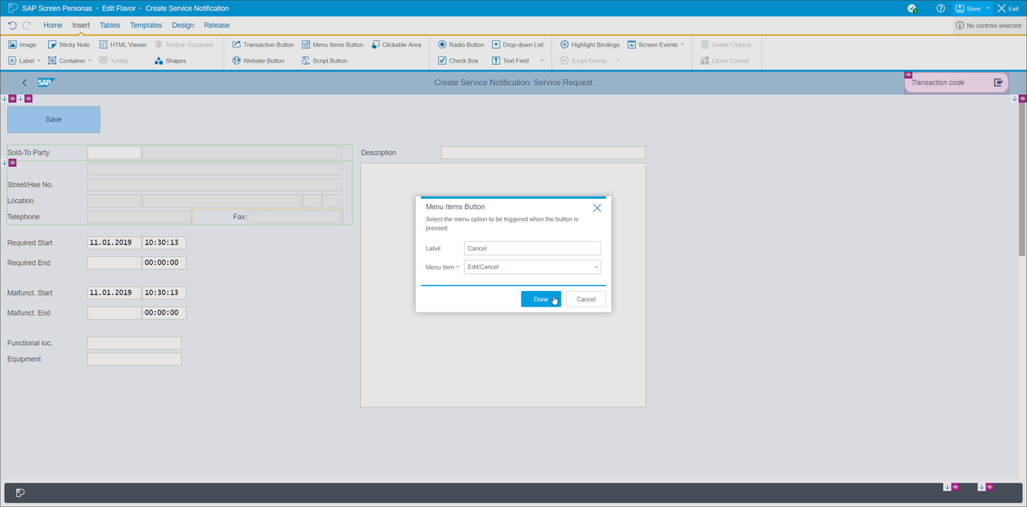 Create Cancel Button