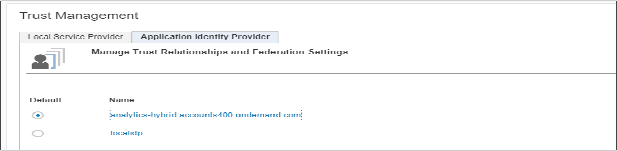 Default Trusted Identity Provider