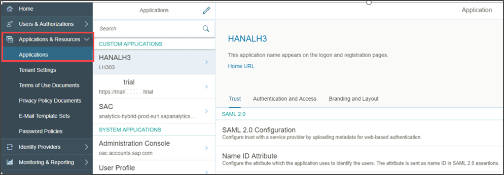 Navigation to Applications