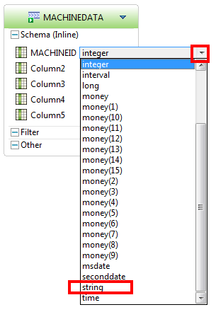 select column type