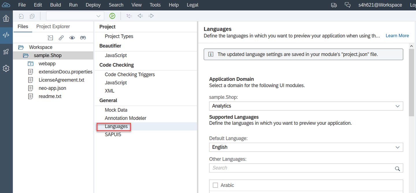 Make project settings