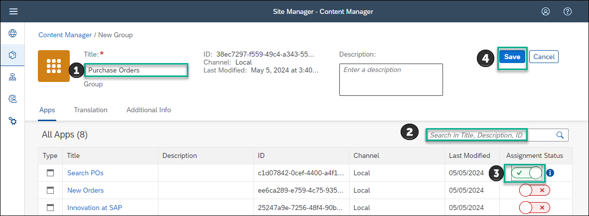 Assign app to group