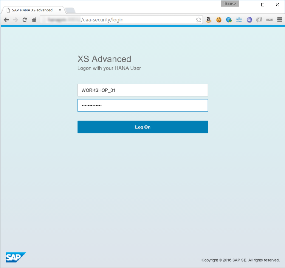 Log in to SAP Web IDE for SAP HANA