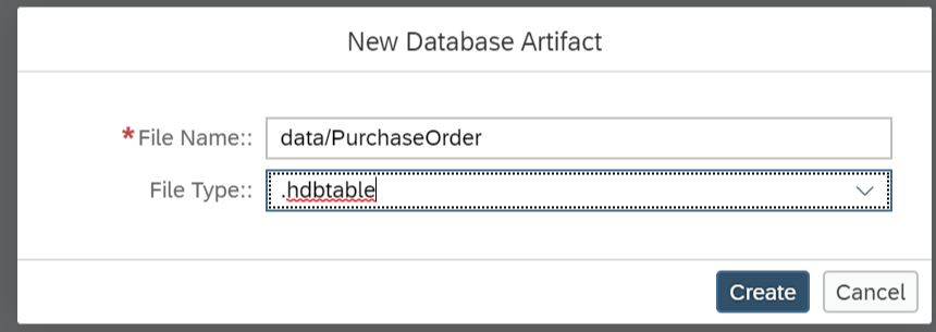 New HDBtable called PurchaseOrder