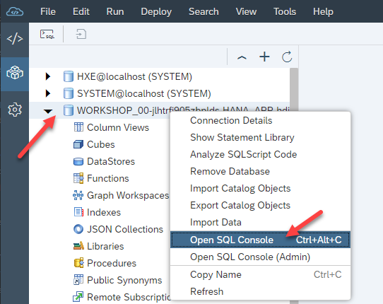 SQL console