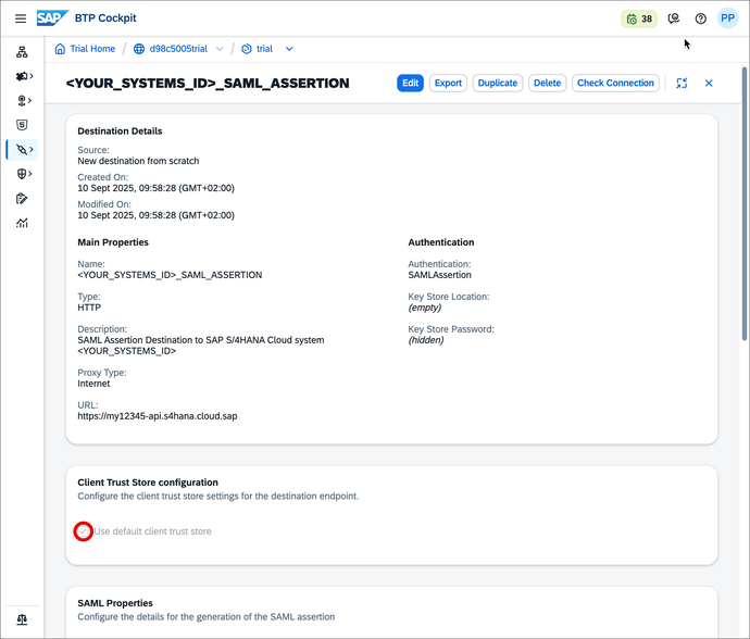 Configure Destination