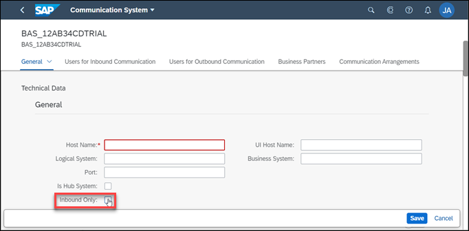 Set Communication System as Inbound Only