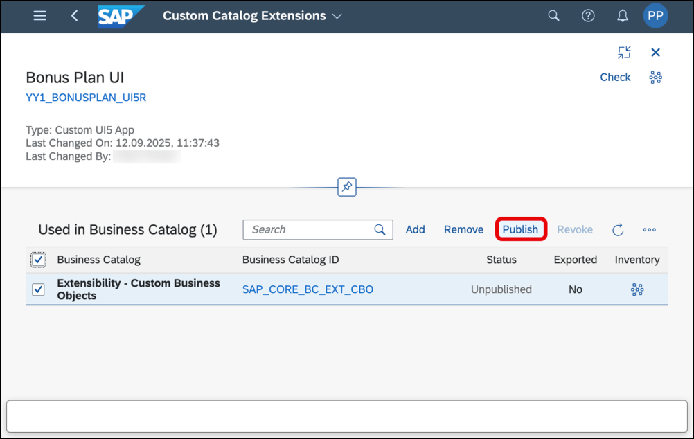 Publishing Custom Catalog Extension
