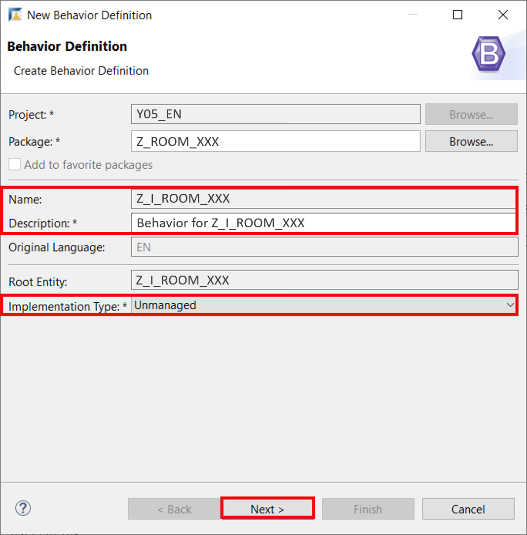 Create behavior definition