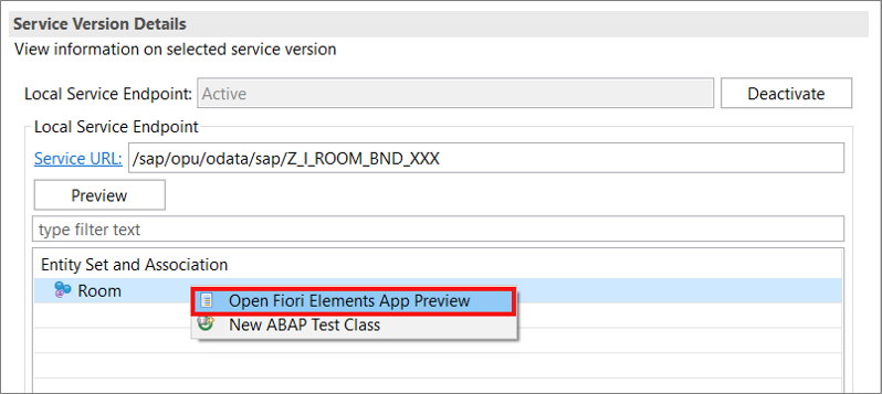 Open Preview for Fiori Elements App