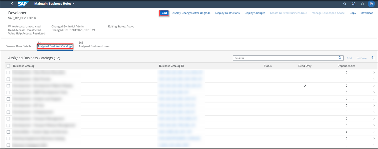 Add Business Catalog