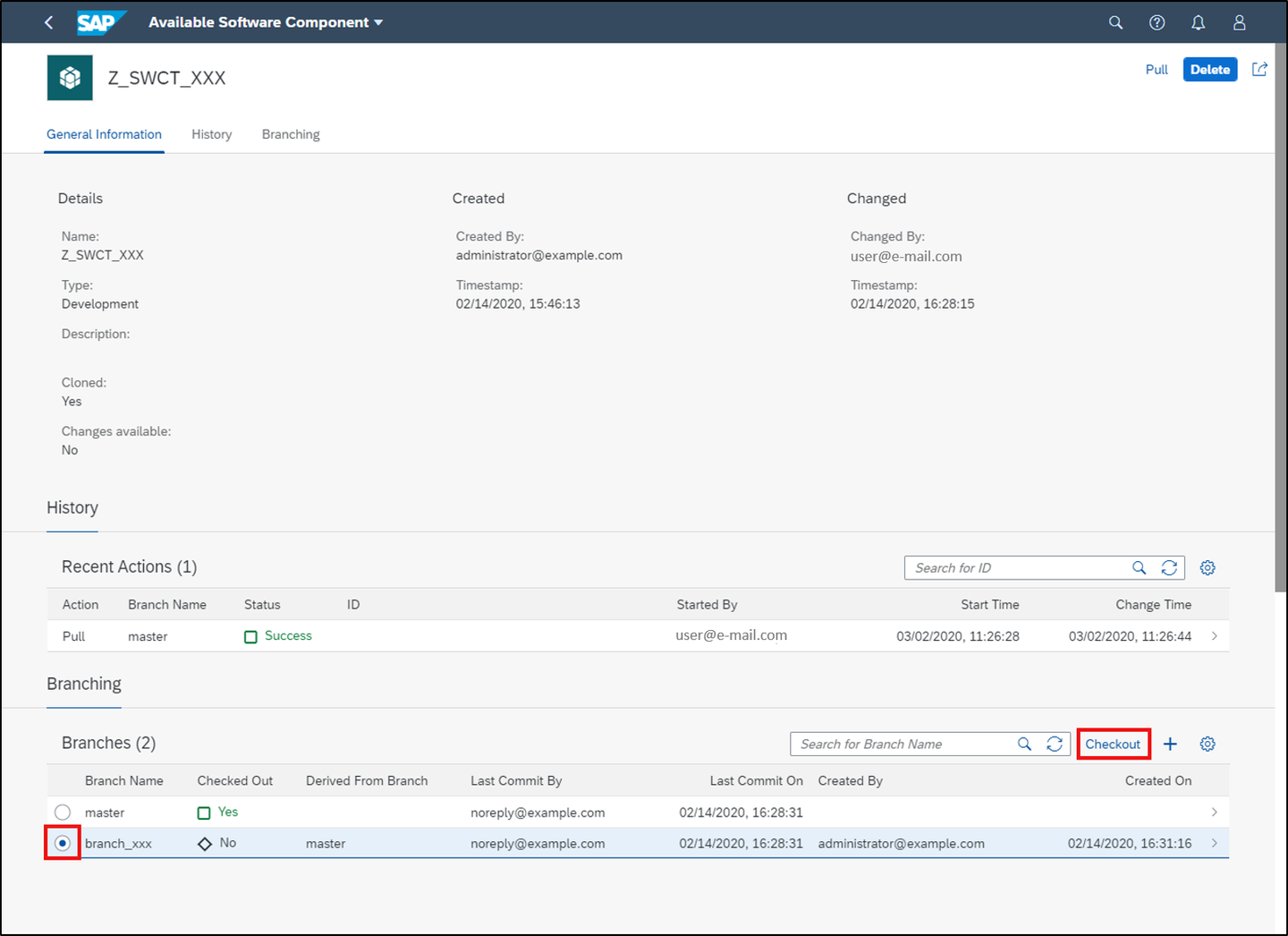 Checkout feature branch
