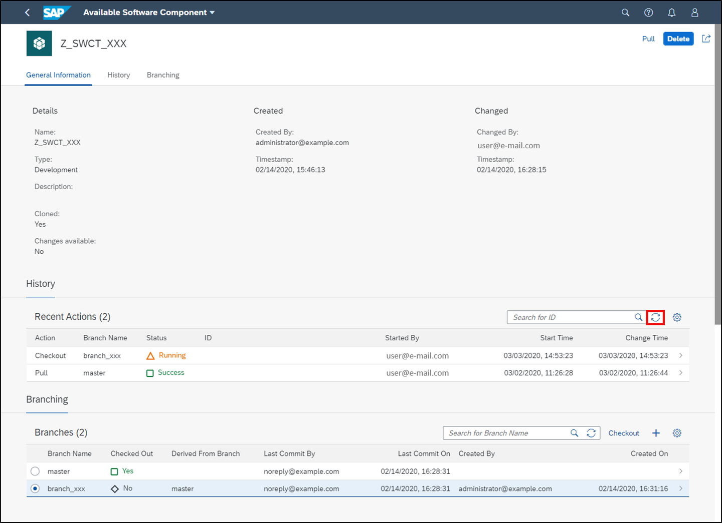 Checkout feature branch