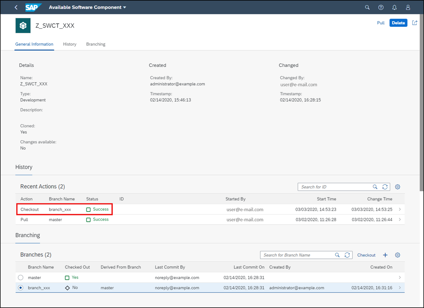 Checkout feature branch