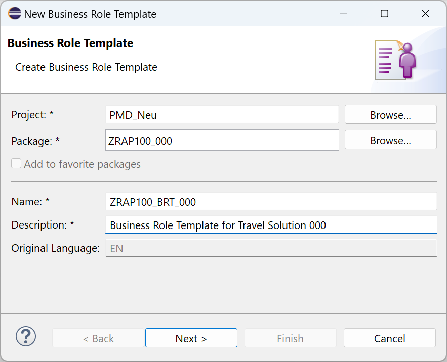 Give name and Description of business role template