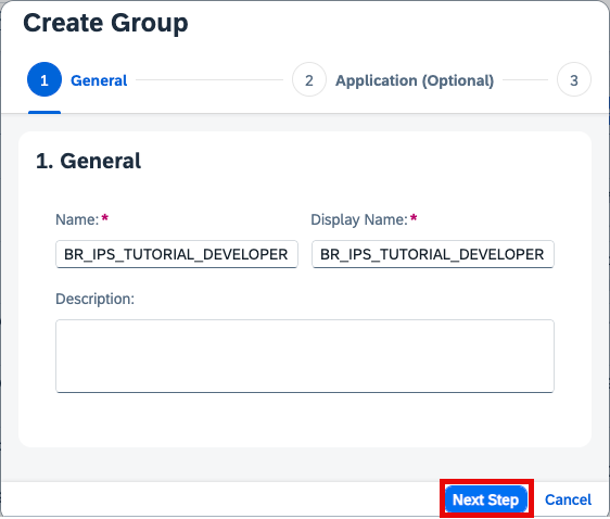 Configure properties of new group