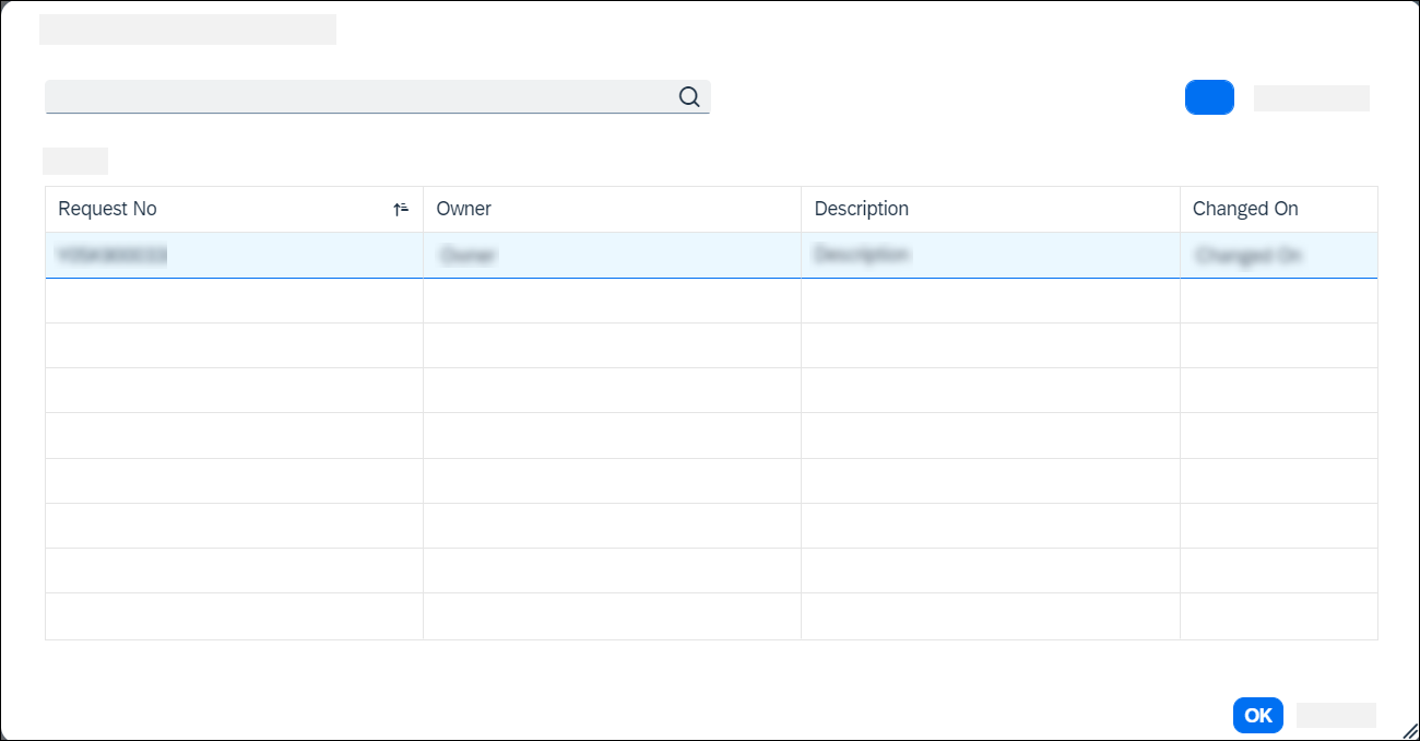 Select transport request in Custom Business Configurations app