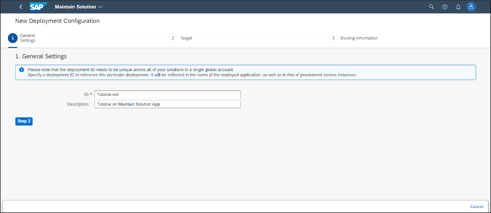 Deployement General Settings