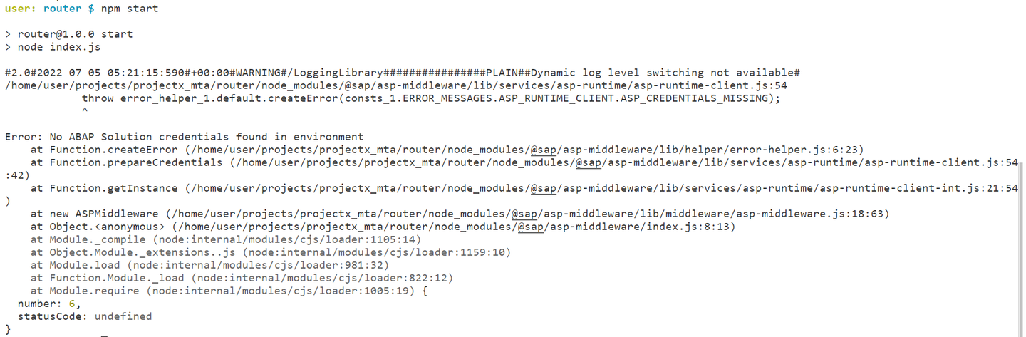 Error as expected