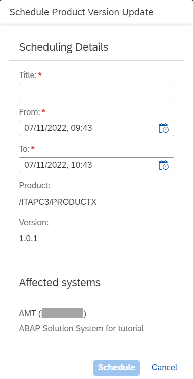 Schedule Product Version Update