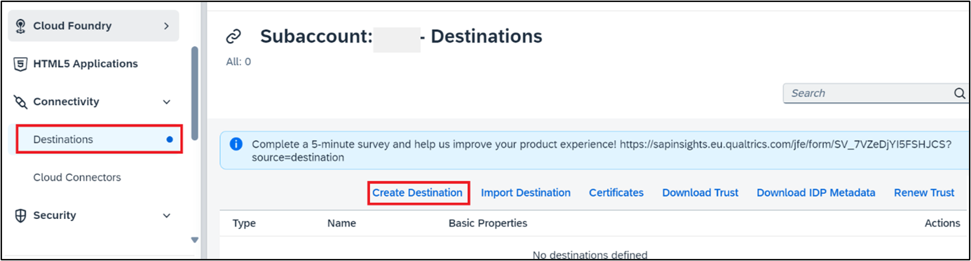 Create Destination