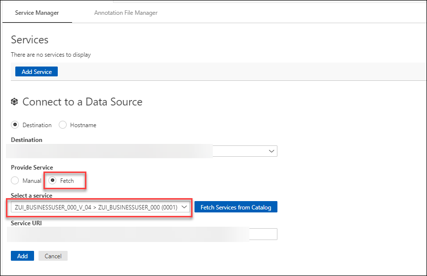 Add new service - parameters