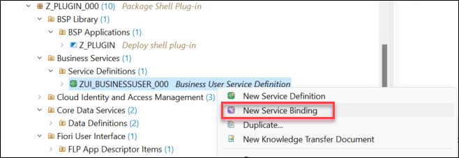 Create service binding