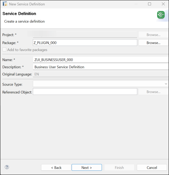 Create service definition