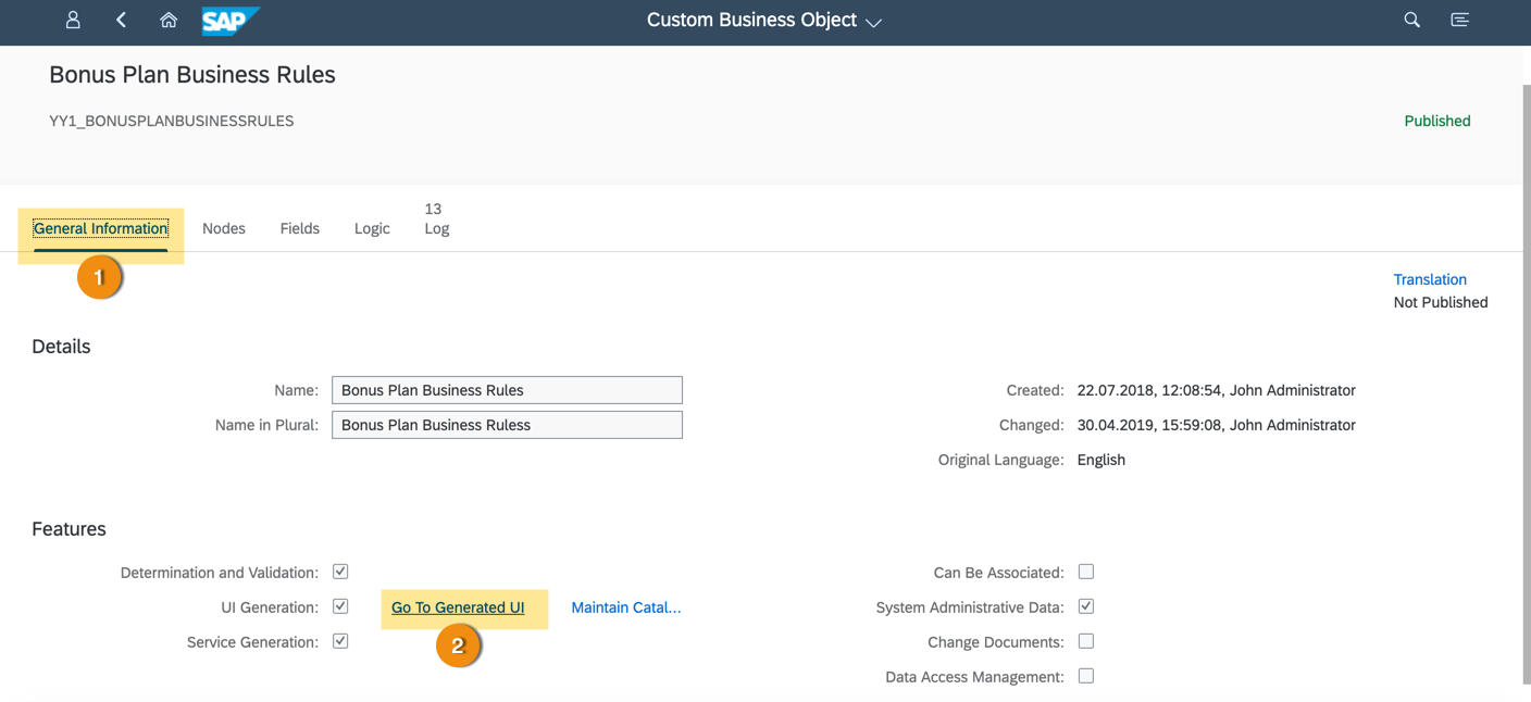 run custom business object
