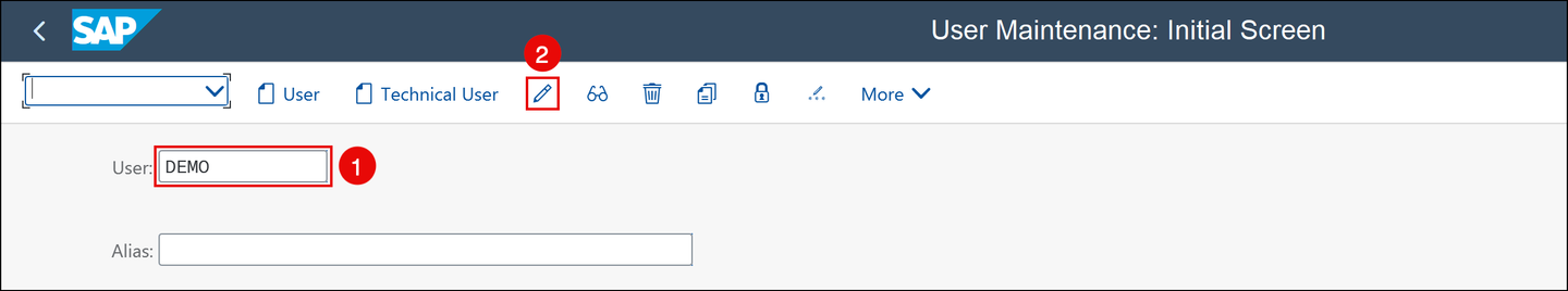 User Maintenance: Initial Screen