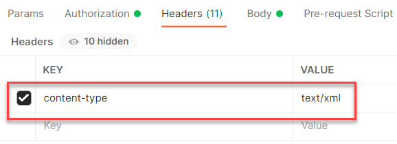 Sample Request in Postman, Headers
