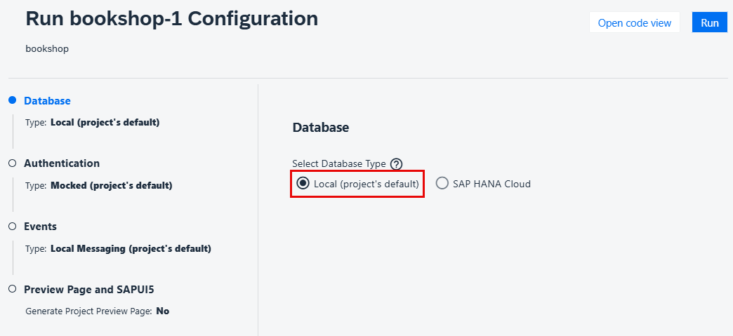 Open Run Configurations view