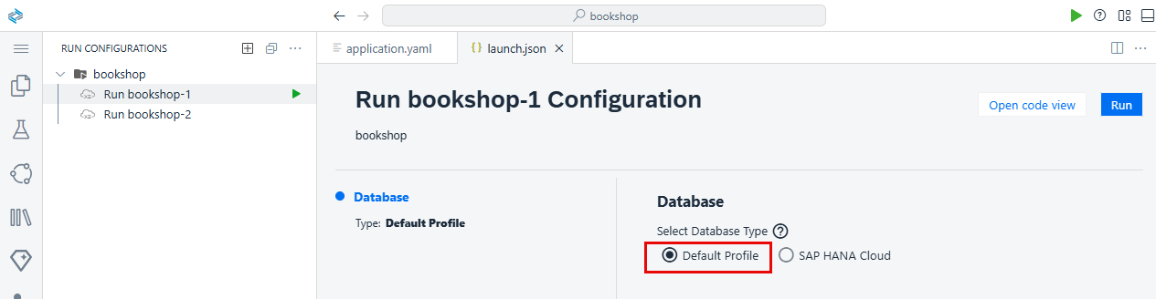 Open Run Configurations view