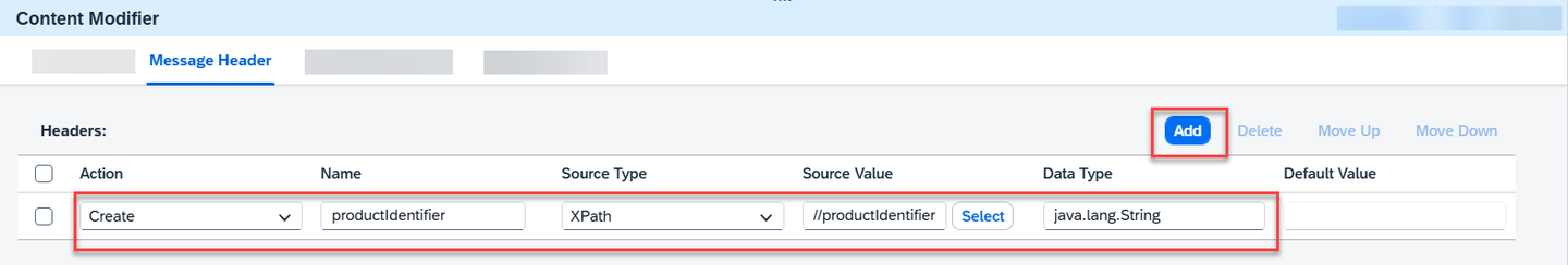 Configure Content Modifier
