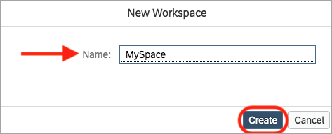 new workspace dialog box