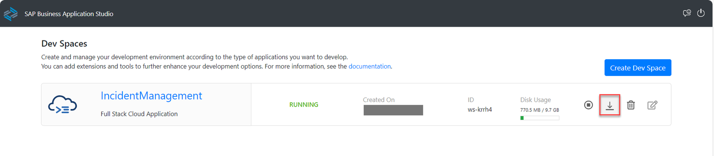 Download dev space content