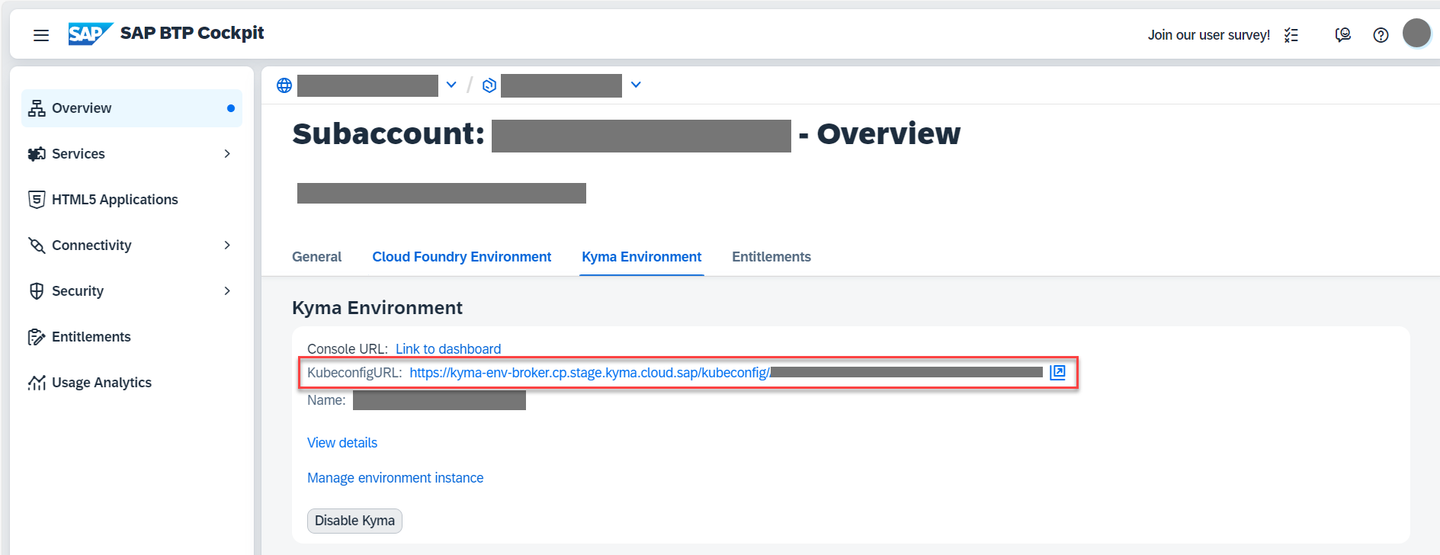 Kubeconfig URL