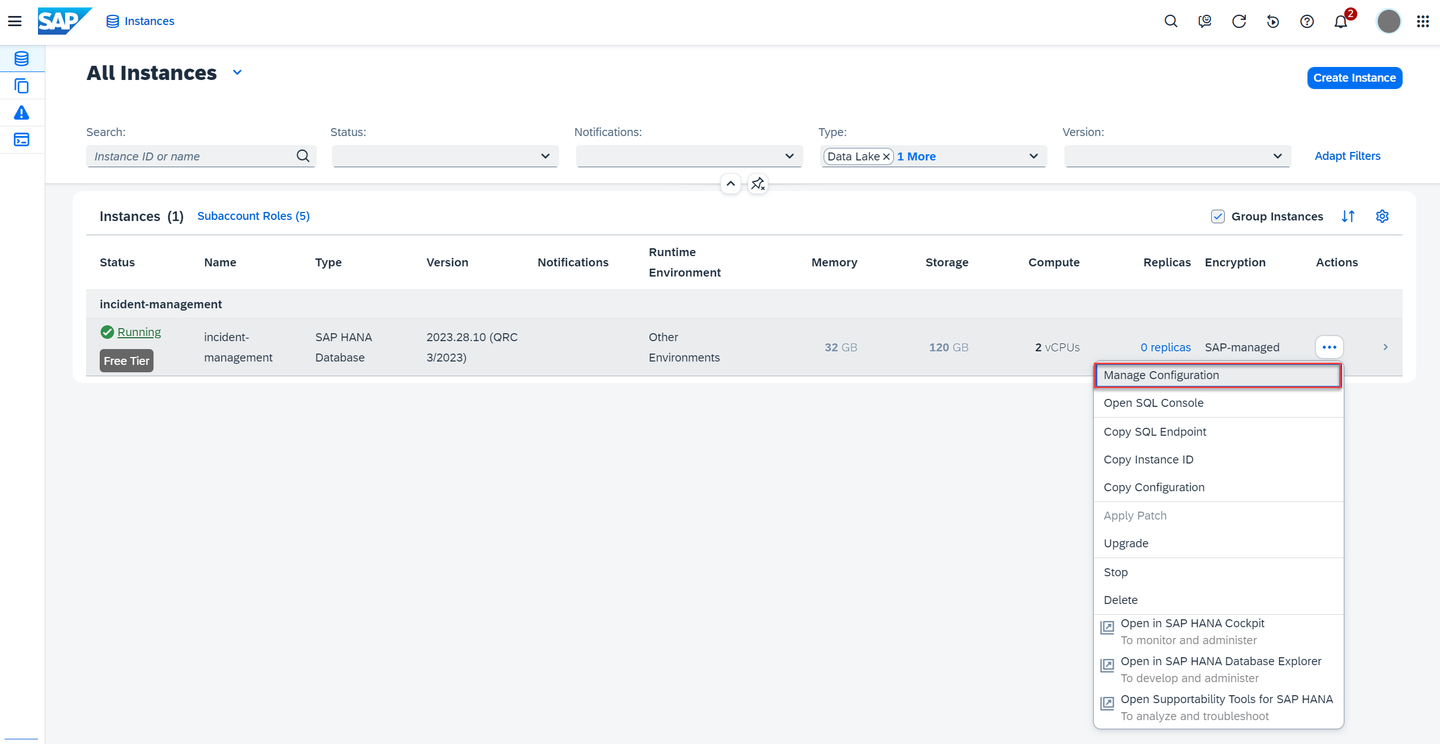 Manage instance configuration