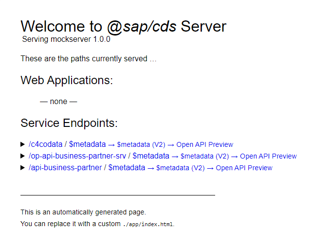 Mock server endpoints