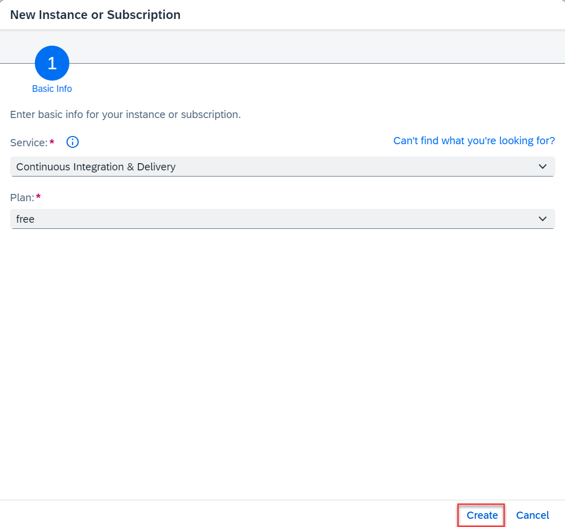 New Instance or Subscription popup
