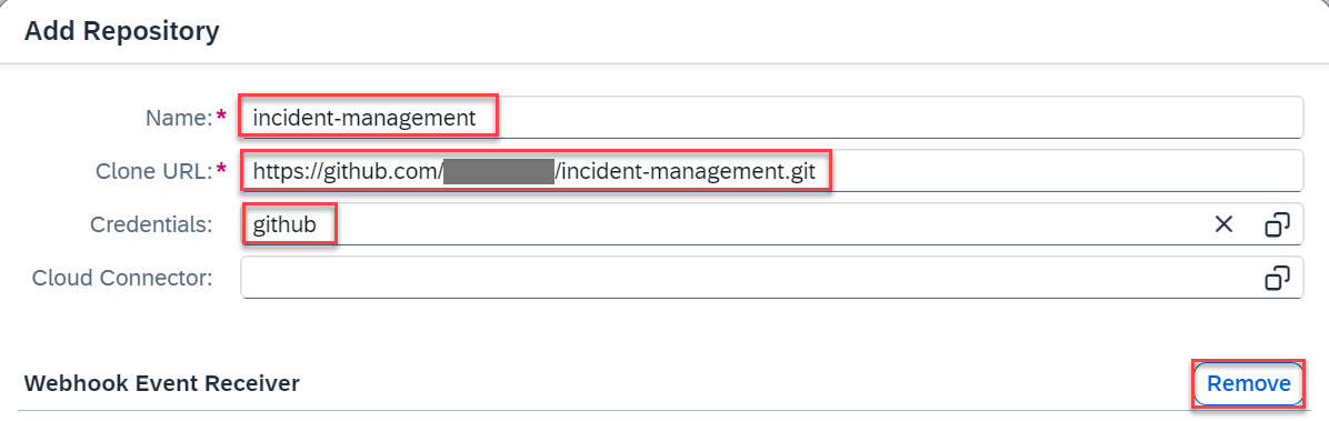 Add Repository popup