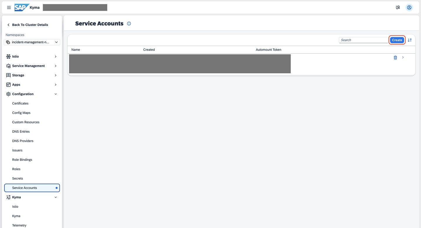 Create service account